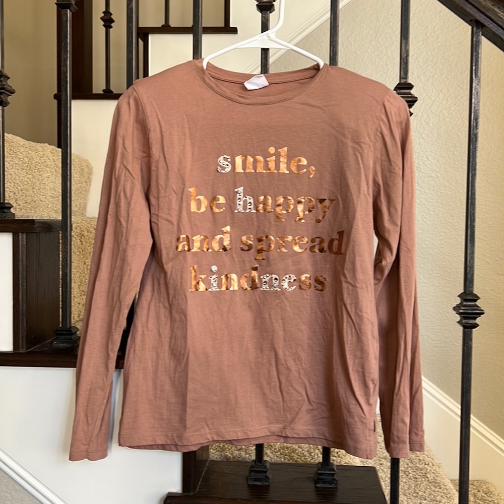 Zara Girls Long Sleeve Tee with Shoulder Pads.